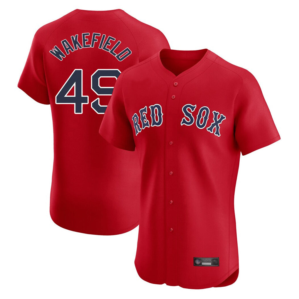Blandc B.Red Sox #49 Tim Wakefield Player Red Limited Elite Home Game Stitched Jerseys