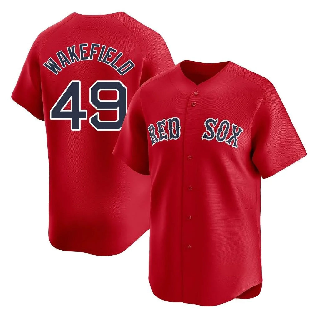 Blandc B.Red Sox #49 Tim Wakefield Player Red Limited Home Game Stitched Jerseys
