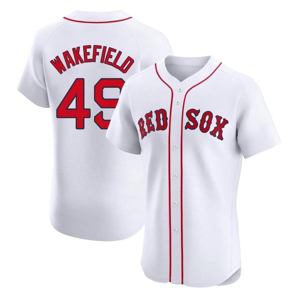 Blandc B.Red Sox #49 Tim Wakefield Player White Limited Elite Home Game Stitched Jerseys