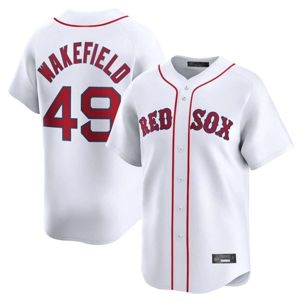 Blandc B.Red Sox #49 Tim Wakefield Player White Limited Home Game Stitched Jerseys
