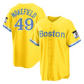 Blandc B.Red Sox #49 Tim Wakefield Player Yellow Home Game Stitched Jerseys