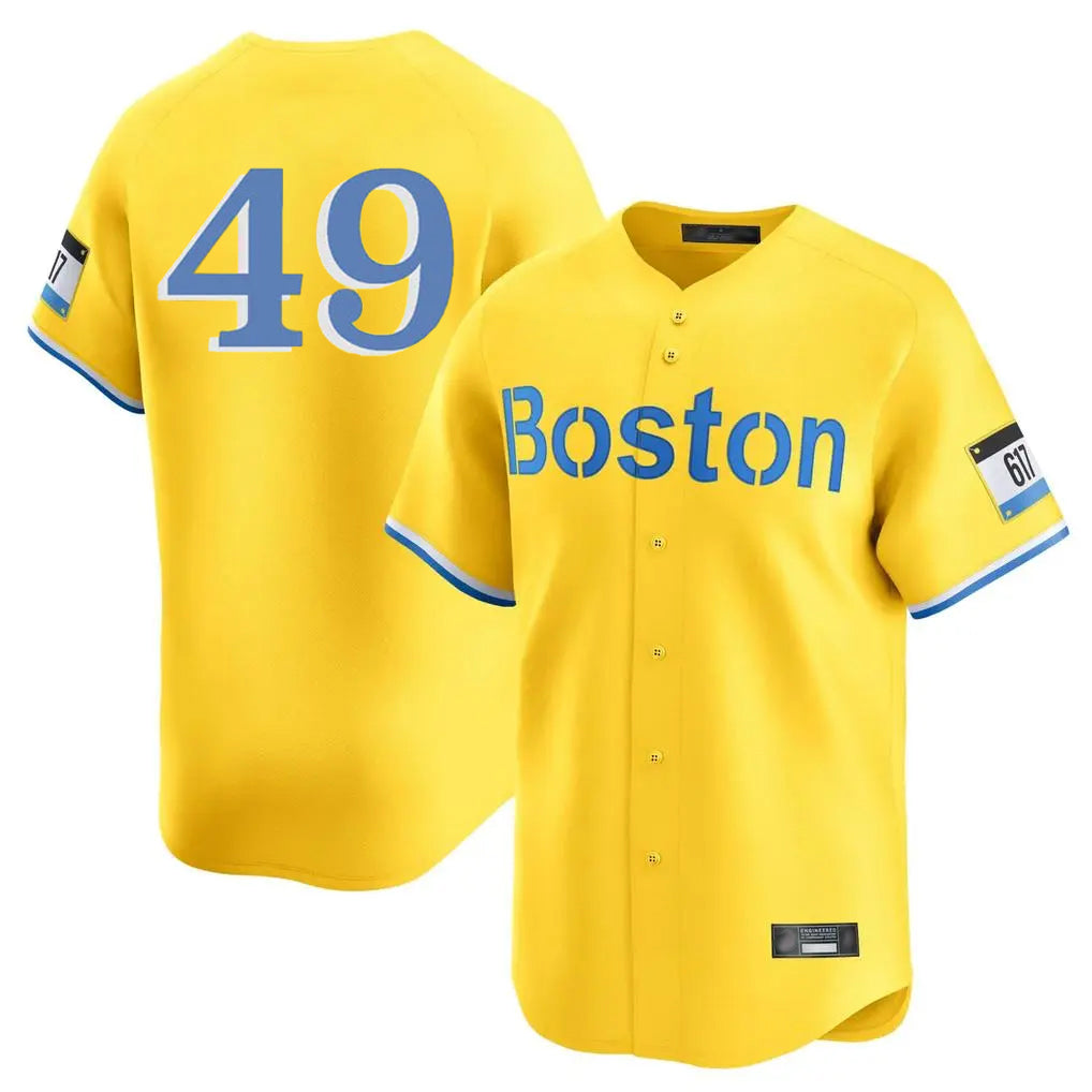 Blandc B.Red Sox #49 Tim Wakefield Player Yellow Limited Home Game Stitched Jerseys
