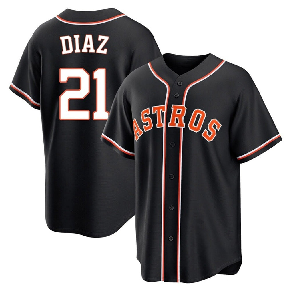 Blandc H.Astros #21 Yainer Diaz Player Black Fashion Out Home Game Stitched Jerseys