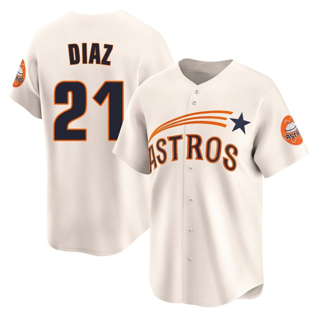 Blandc H.Astros #21 Yainer Diaz Player Cream Throwback Cooperstown Collection Limited Stitched Jerseys