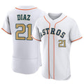Blandc H.Astros #21 Yainer Diaz Player Gold Collection Limited Elite Home Stitched Jerseys