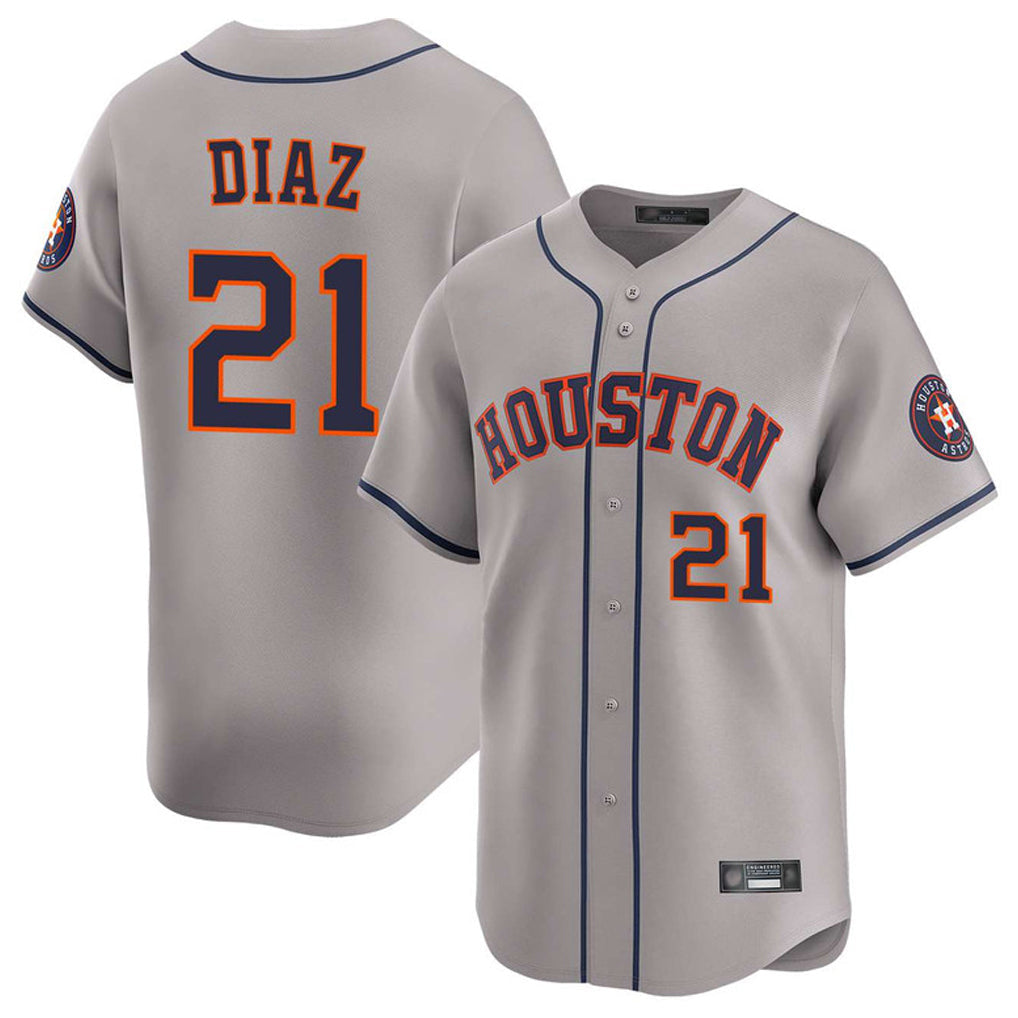 Blandc H.Astros #21 Yainer Diaz Player Gray Home Limited Stitched Jerseys