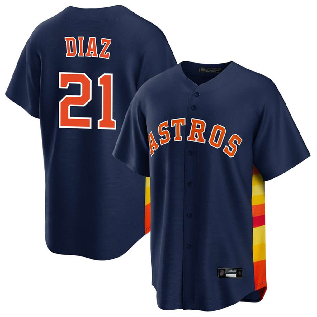 Blandc H.Astros #21 Yainer Diaz Player Navy Home Game Stitched Jerseys
