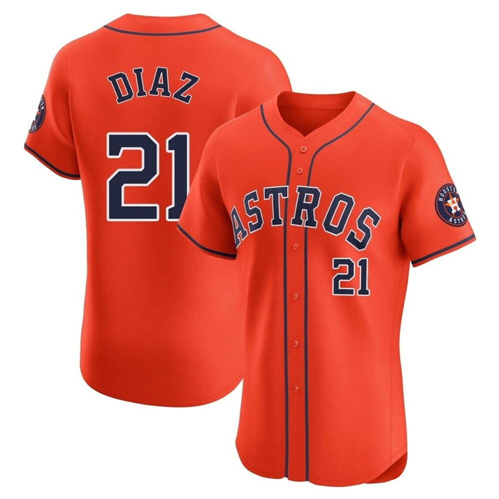 Blandc H.Astros #21 Yainer Diaz Player Orange Home Limited Elite Stitched Jerseys