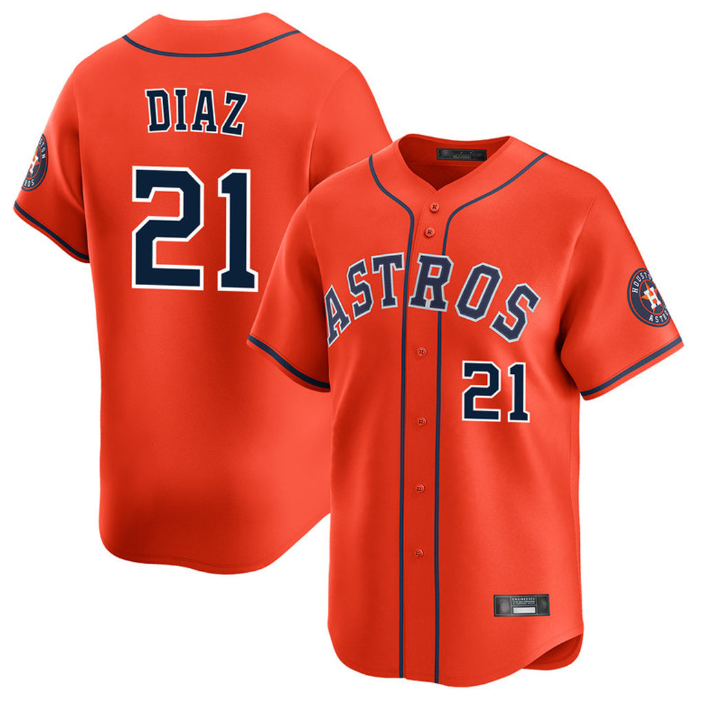Blandc H.Astros #21 Yainer Diaz Player Orange Home Limited Stitched Jerseys