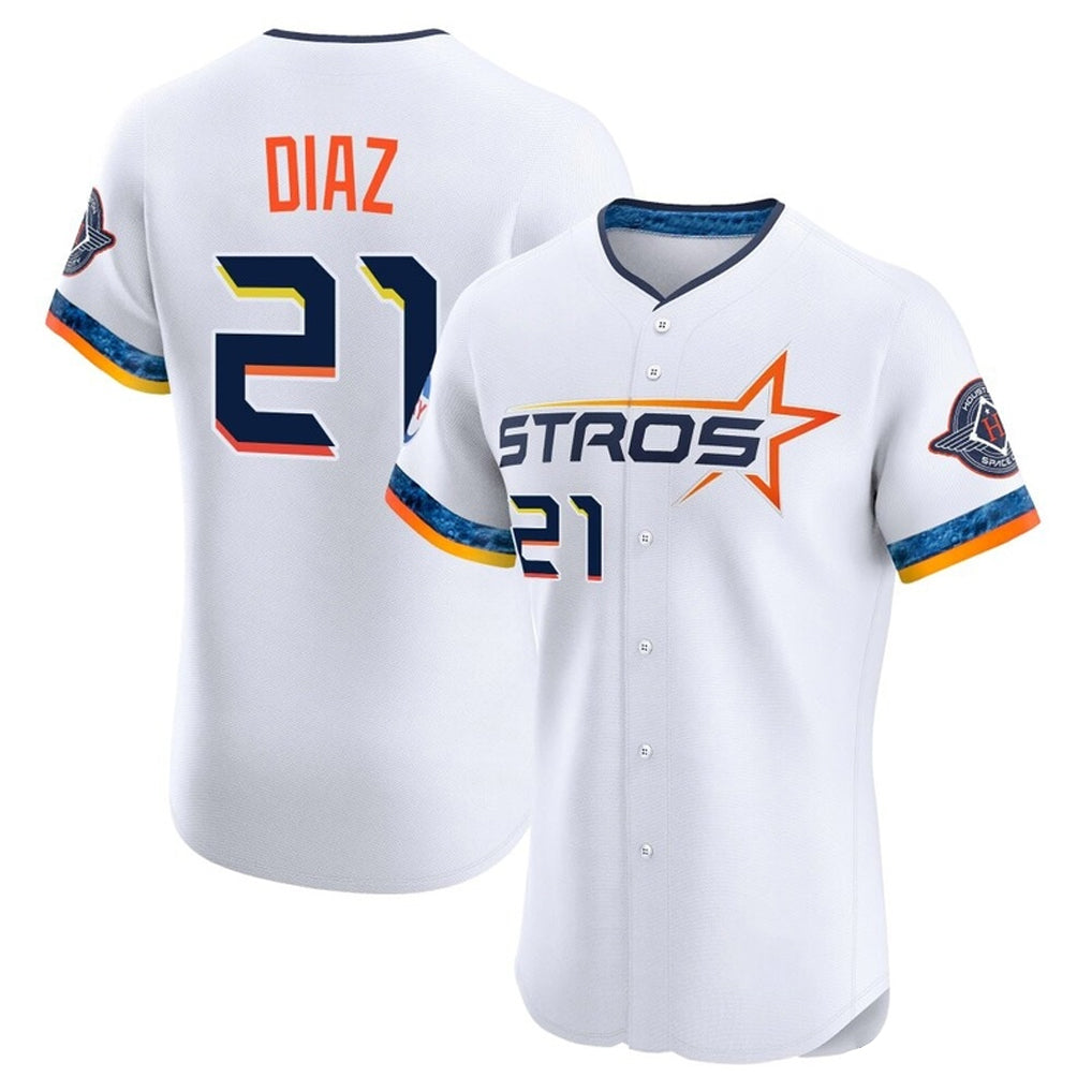 Blandc H.Astros #21 Yainer Diaz Player White City Connect Limited Elite Home Stitched Jerseys