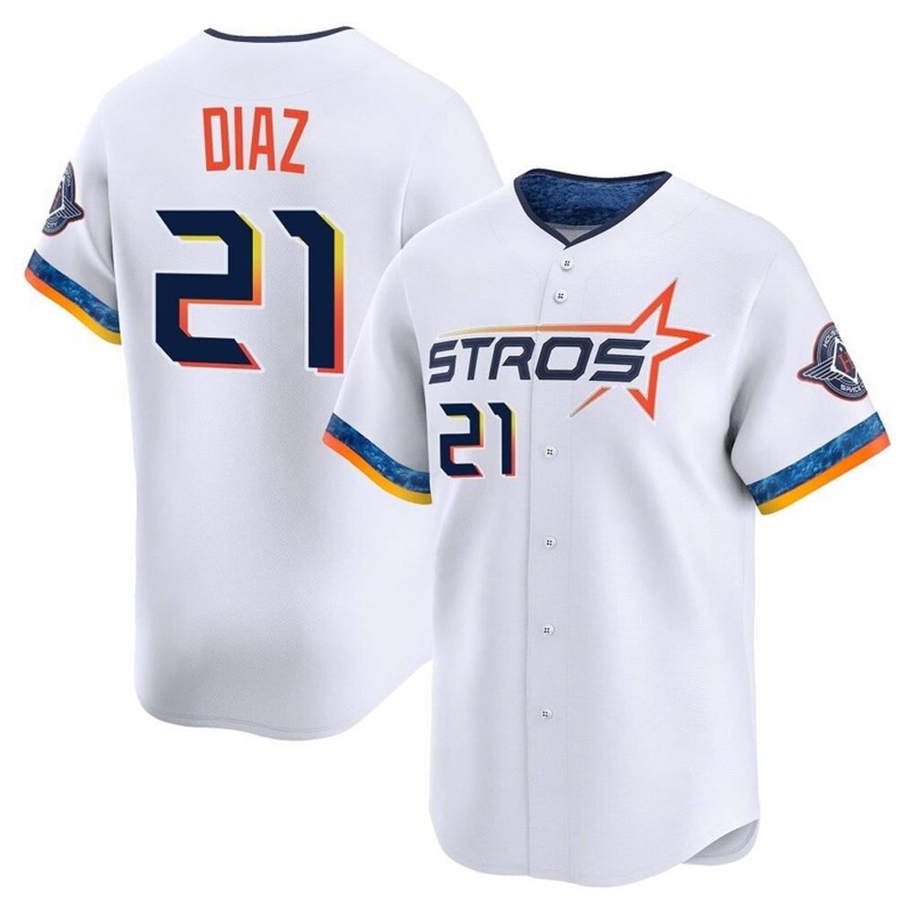 Blandc H.Astros #21 Yainer Diaz Player White City Connect Limited Home Stitched Jerseys