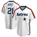 Blandc H.Astros #21 Yainer Diaz Player White Cooperstown Collection T-shirt Stitched Jerseys