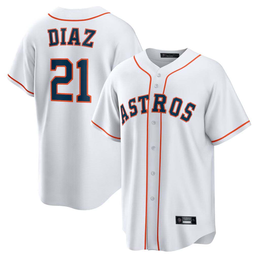 Blandc H.Astros #21 Yainer Diaz Player White Home Game Stitched Jerseys