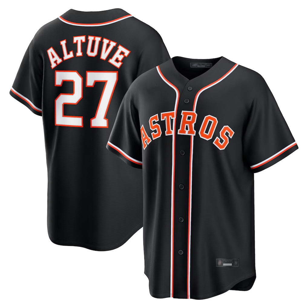 Blandc H.Astros #27 Jose Altuve Player Black Fashion Out Home Game Stitched Jerseys