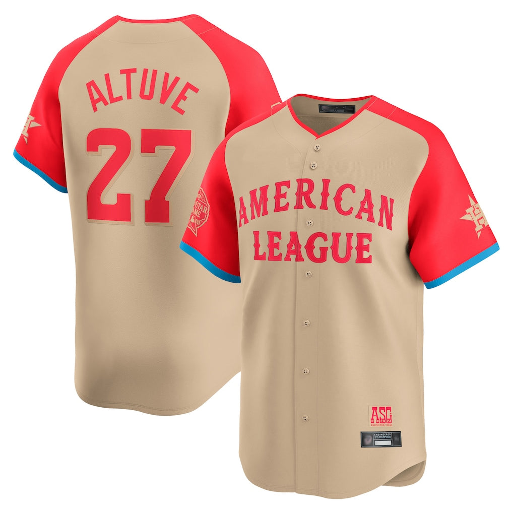 Blandc H.Astros #27 Jose Altuve Player Cream American League All-Star Game Limited Stitched Jerseys