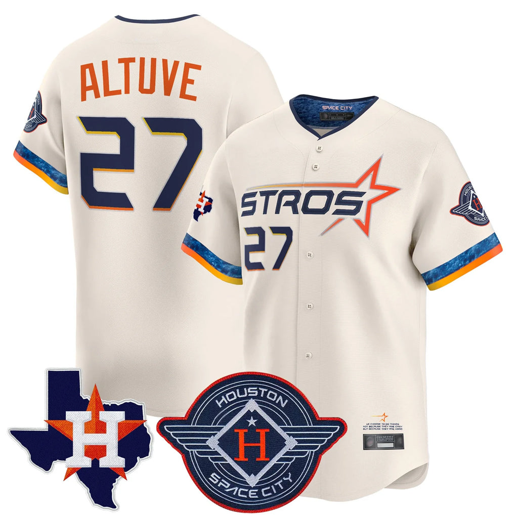 Blandc H.Astros #27 Jose Altuve Player Cream City Connect Texas Patch Vapor Premier Limited Home Stitched Jerseys