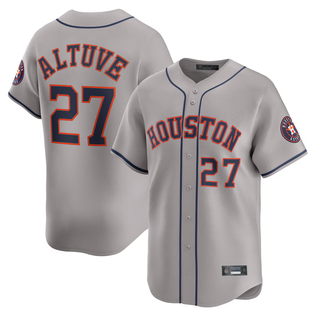 Blandc H.Astros #27 Jose Altuve Player Gray Home Limited Stitched Jerseys