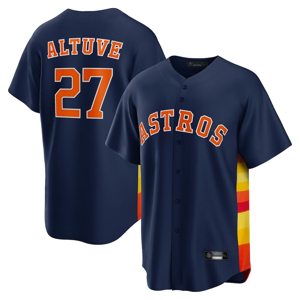 Blandc H.Astros #27 Jose Altuve Player Navy Home Game Stitched Jerseys