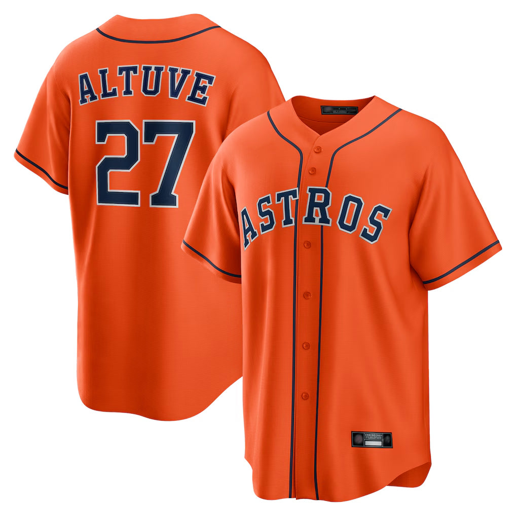 Blandc H.Astros #27 Jose Altuve Player Orange Home Game Stitched Jerseys