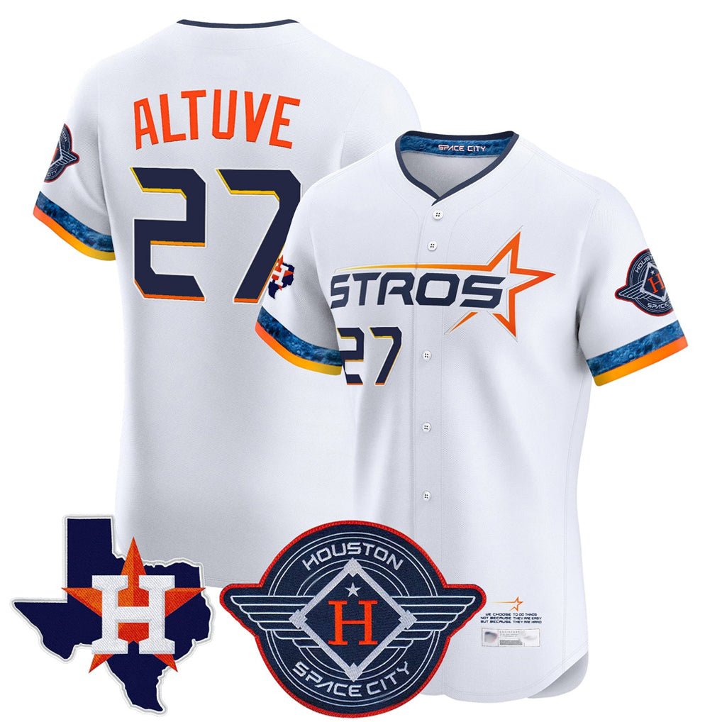 Blandc H.Astros #27 Jose Altuve Player White City Connect Texas Patch Vapor Premier Limited Elite Home Stitched Jerseys