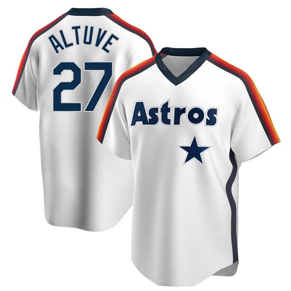 Blandc H.Astros #27 Jose Altuve Player White Cooperstown Collection T-shirt Stitched Jerseys