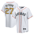 Blandc H.Astros #27 Jose Altuve Player White Gold Collection Game Home Stitched Jerseys