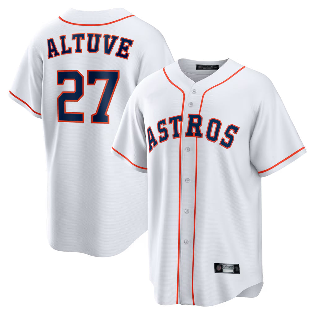 Blandc H.Astros #27 Jose Altuve Player White Home Game Stitched Jerseys