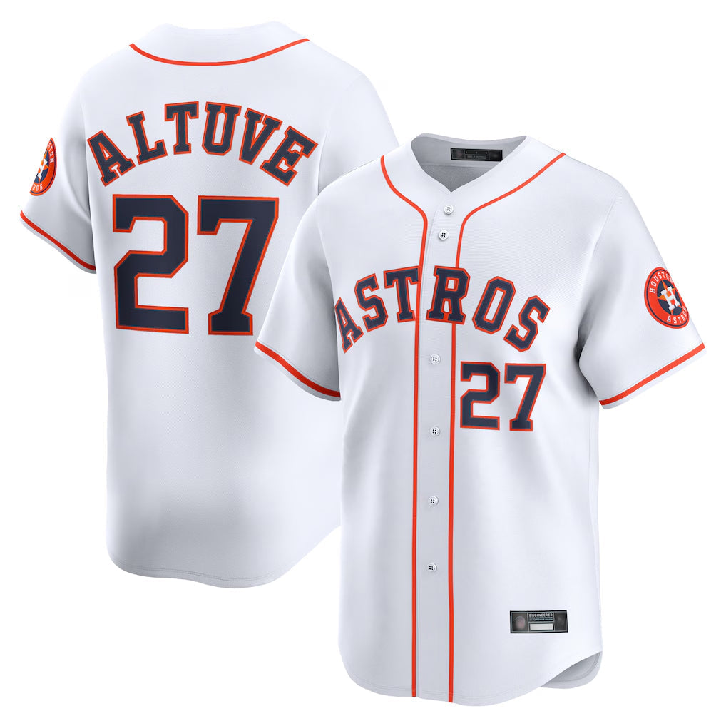 Blandc H.Astros #27 Jose Altuve Player White Home Limited Stitched Jerseys