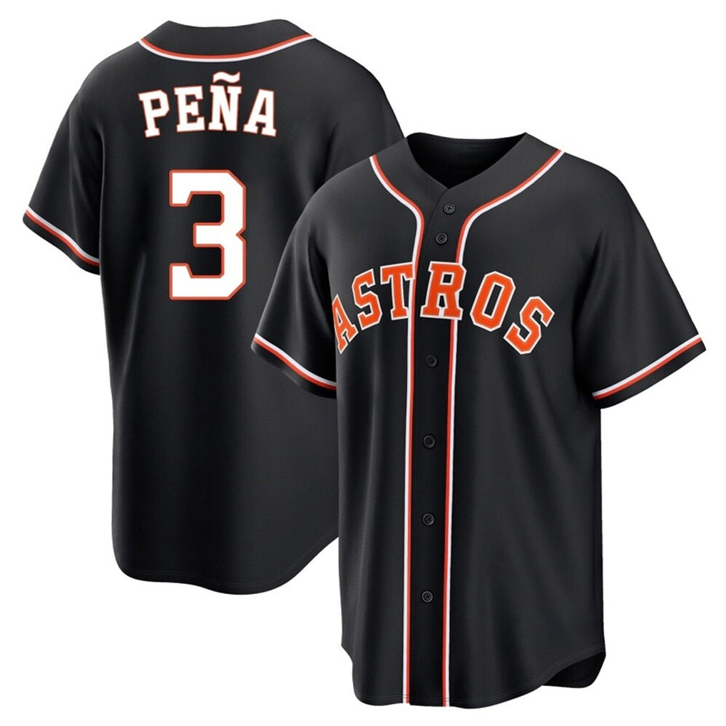 Blandc H.Astros #3 Jeremy Pe?a Player Black Fashion Out Home Game Stitched Jerseys