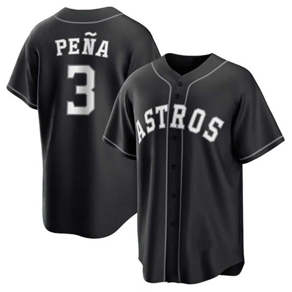 Blandc H.Astros #3 Jeremy Pe?a Player Black Home Game Stitched Jerseys