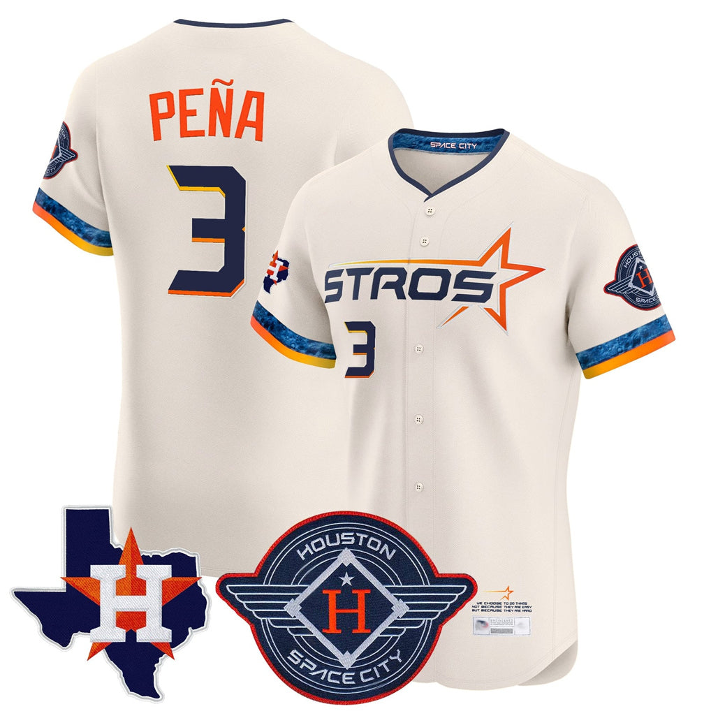 Blandc H.Astros #3 Jeremy Pe?a Player Cream City Connect Texas Patch Vapor Premier Limited Elite Home Stitched Jerseys