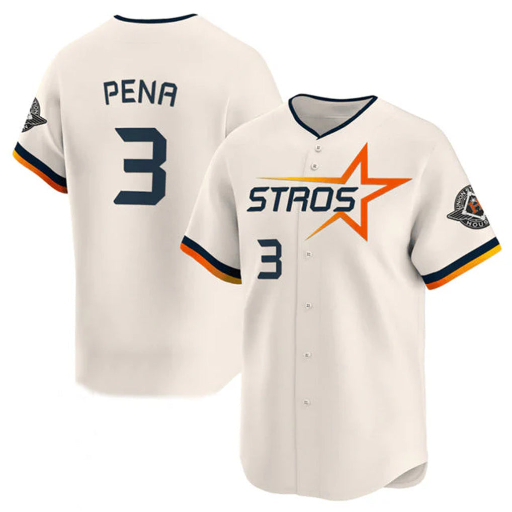 Blandc H.Astros #3 Jeremy Pe?a Player Cream Limited Home Stitched Jerseys