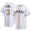 Blandc H.Astros #3 Jeremy Pe?a Player Gold Collection Game Home Stitched Jerseys