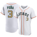 Blandc H.Astros #3 Jeremy Pe?a Player Gold Collection Limited Elite Home Stitched Jerseys