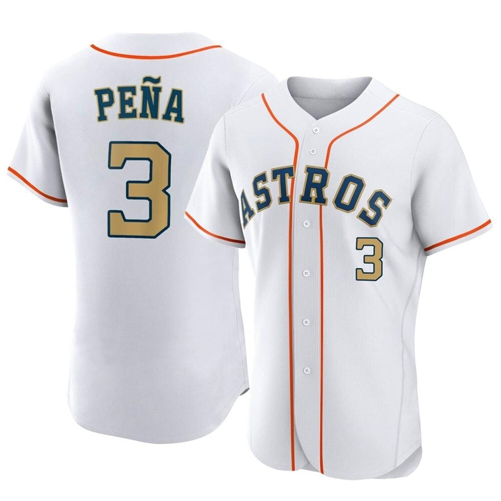 Blandc H.Astros #3 Jeremy Pe?a Player Gold Collection Limited Elite Home Stitched Jerseys