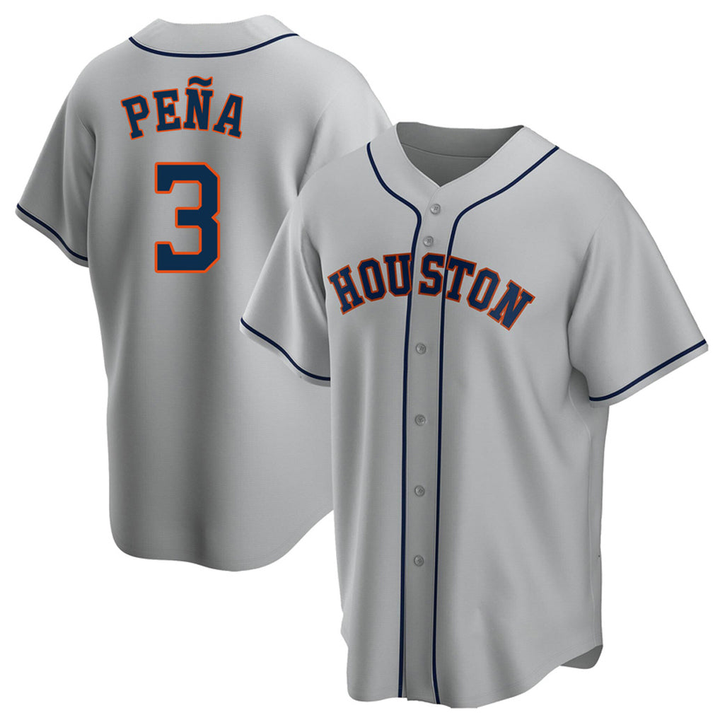 Blandc H.Astros #3 Jeremy Pe?a Player Gray Home Game Stitched Jerseys