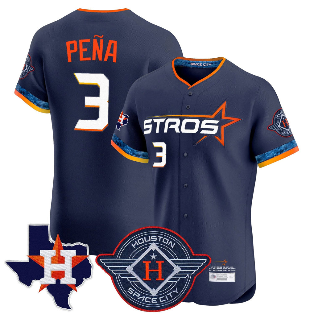 Blandc H.Astros #3 Jeremy Pe?a Player Navy City Connect Texas Patch Vapor Premier Limited Elite Home Stitched Jerseys