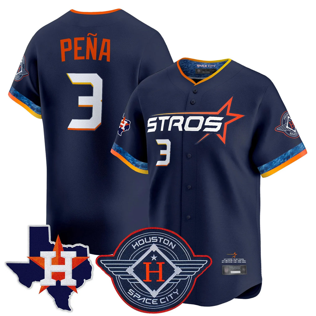 Blandc H.Astros #3 Jeremy Pe?a Player Navy City Connect Texas Patch Vapor Premier Limited Home Stitched Jerseys