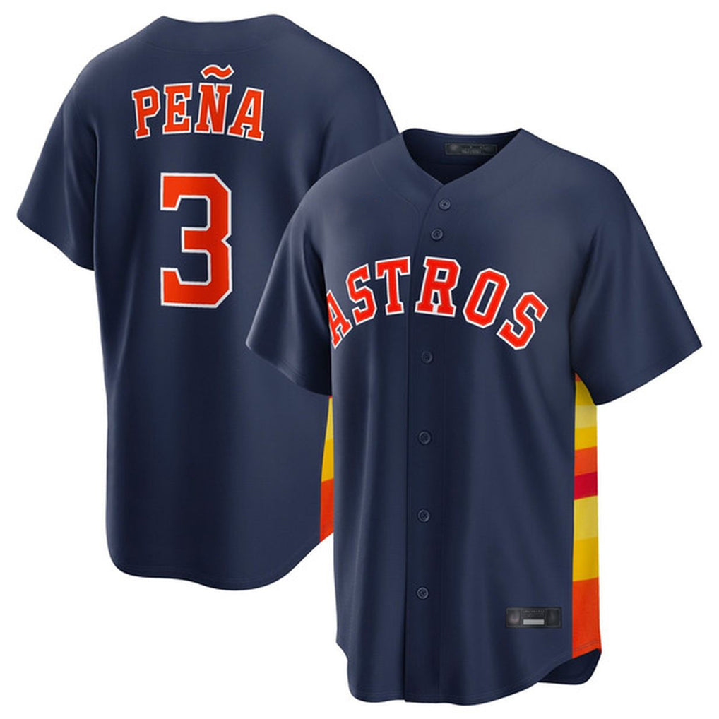 Blandc H.Astros #3 Jeremy Pe?a Player Navy Home Game Stitched Jerseys