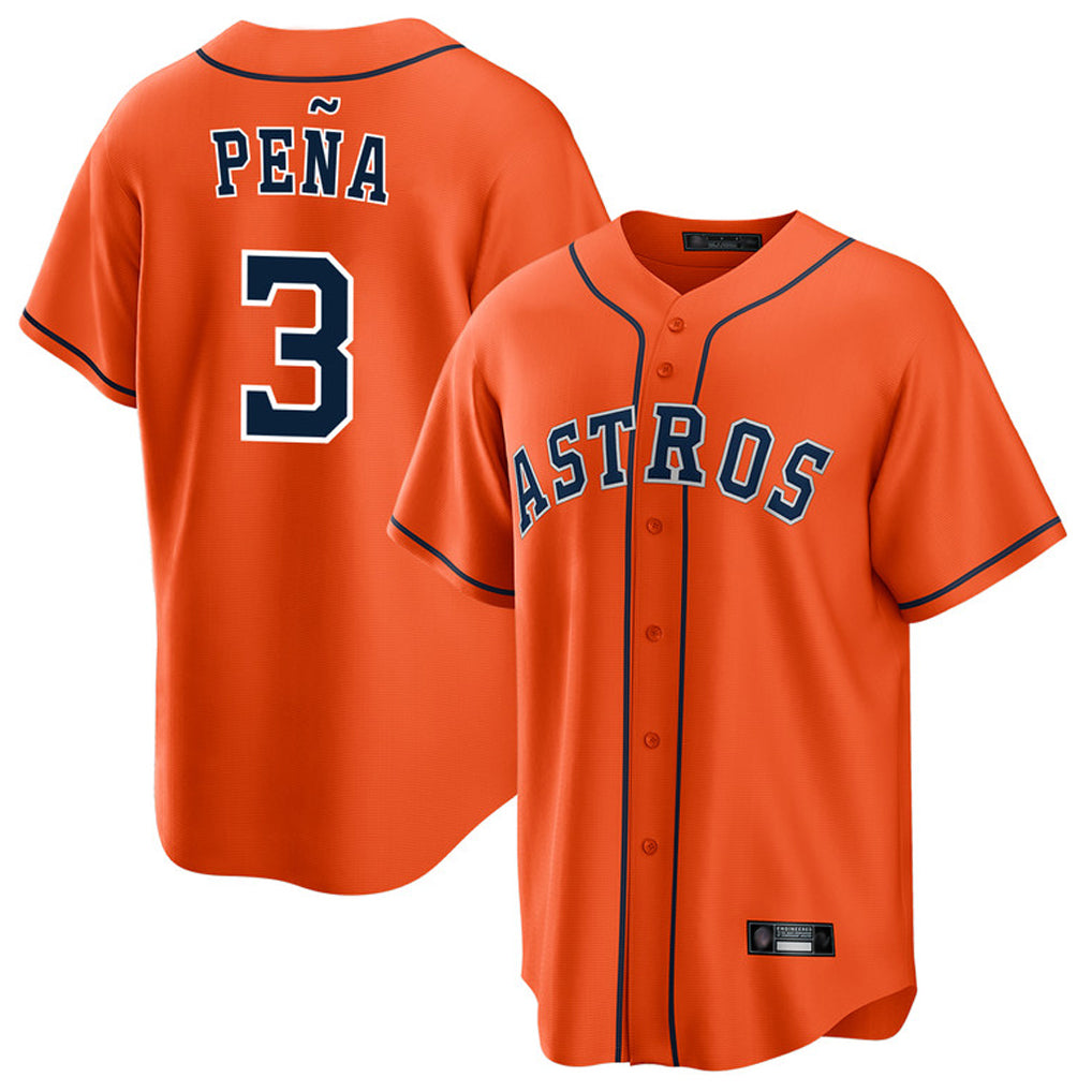 Blandc H.Astros #3 Jeremy Pe?a Player Orange Home Game Stitched Jerseys