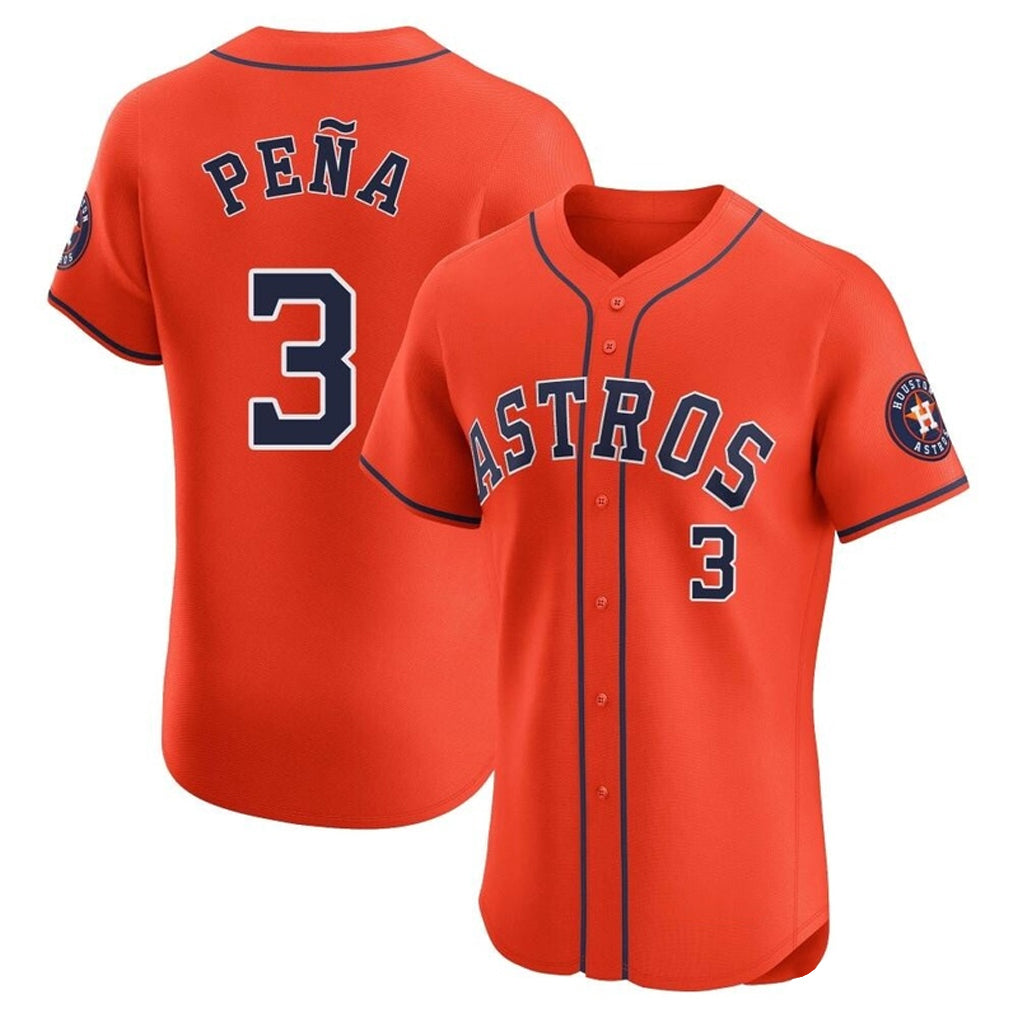 Blandc H.Astros #3 Jeremy Pe?a Player Orange Home Limited Elite Stitched Jerseys