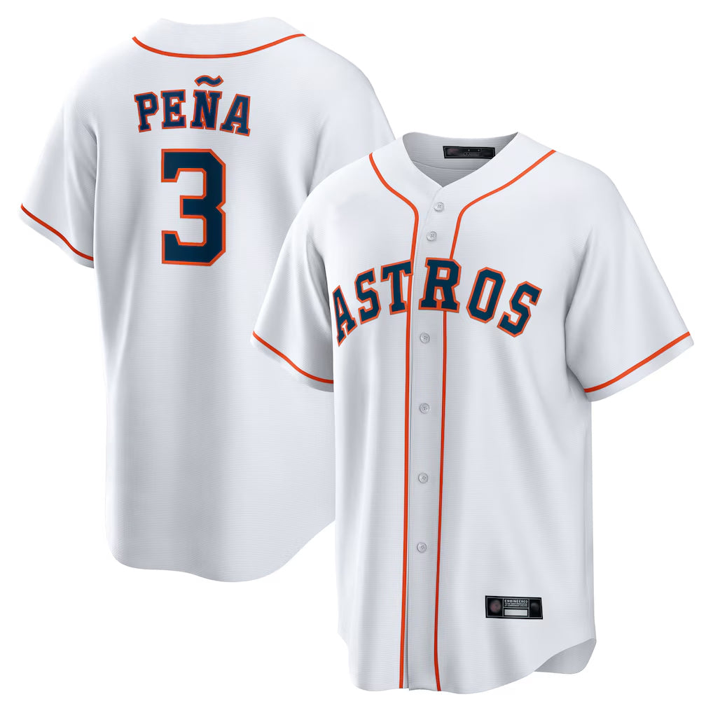 Blandc H.Astros #3 Jeremy Pe?a Player White Home Game Stitched Jerseys