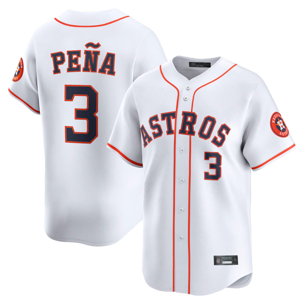Blandc H.Astros #3 Jeremy Pe?a Player White Home Limited Stitched Jerseys