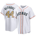 Blandc H.Astros #44 Yordan Alvarez Player Gold Collection Game Home Stitched Jerseys