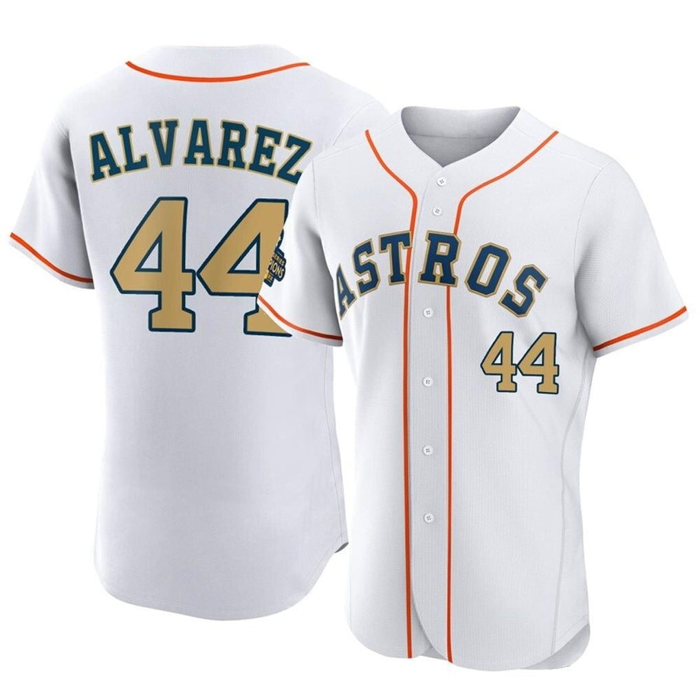 Blandc H.Astros #44 Yordan Alvarez Player Gold Collection Limited Elite Home Stitched Jerseys