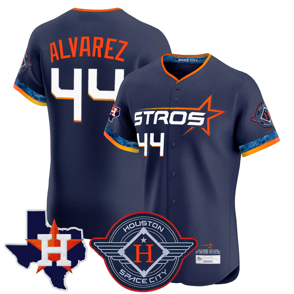 Blandc H.Astros #44 Yordan Alvarez Player Navy City Connect Texas Patch Vapor Premier Limited Elite Home Stitched Jerseys