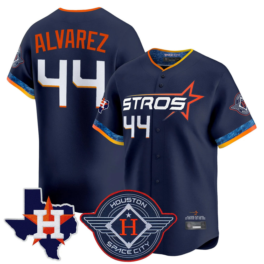 Blandc H.Astros #44 Yordan Alvarez Player Navy City Connect Texas Patch Vapor Premier Limited Home Stitched Jerseys