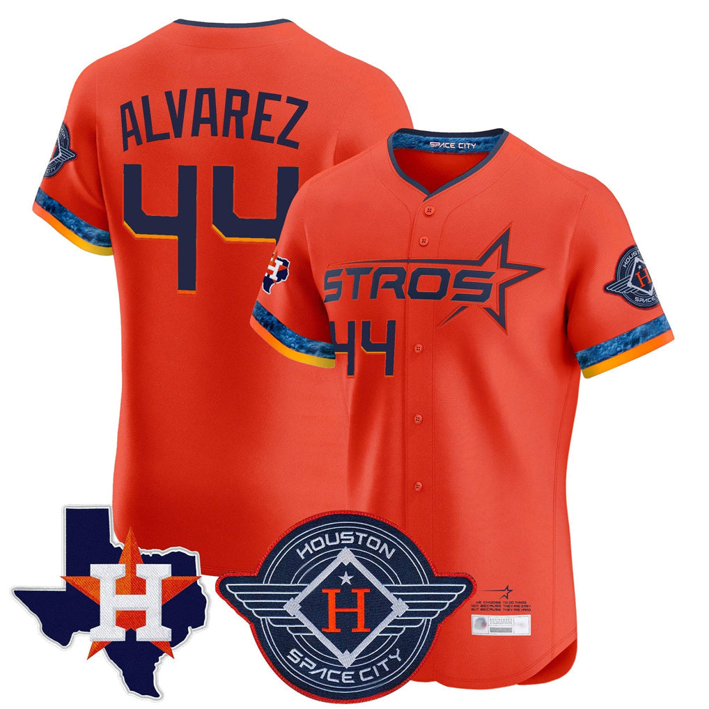 Blandc H.Astros #44 Yordan Alvarez Player Orange City Connect Texas Patch Vapor Premier Limited Elite Home Stitched Jerseys