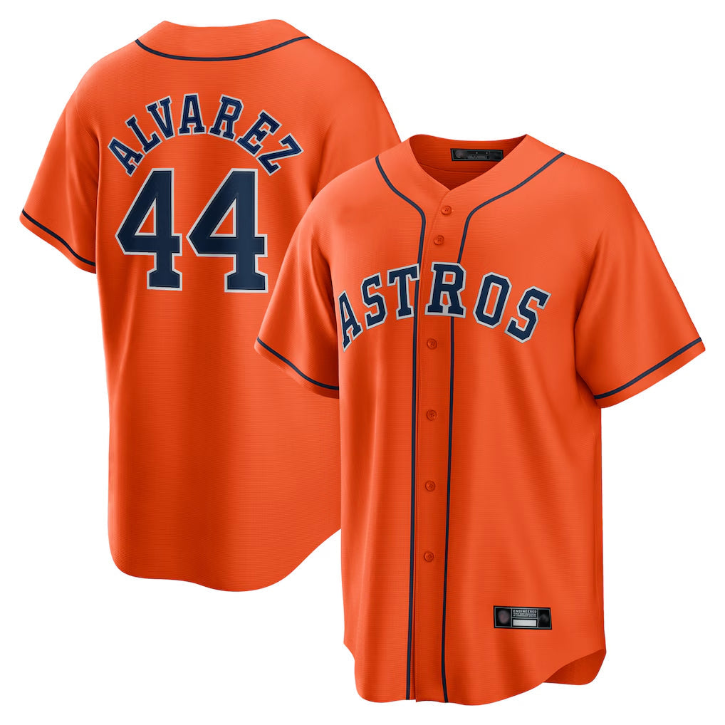 Blandc H.Astros #44 Yordan Alvarez Player Orange Home Game Stitched Jerseys