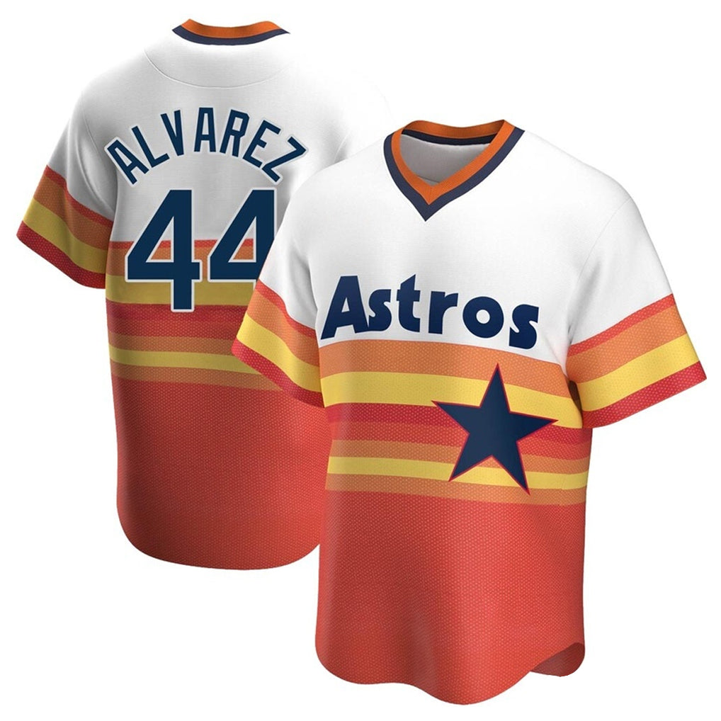 Blandc H.Astros #44 Yordan Alvarez Player Rainbow Cooperstown Collection T-shirt Stitched Jerseys